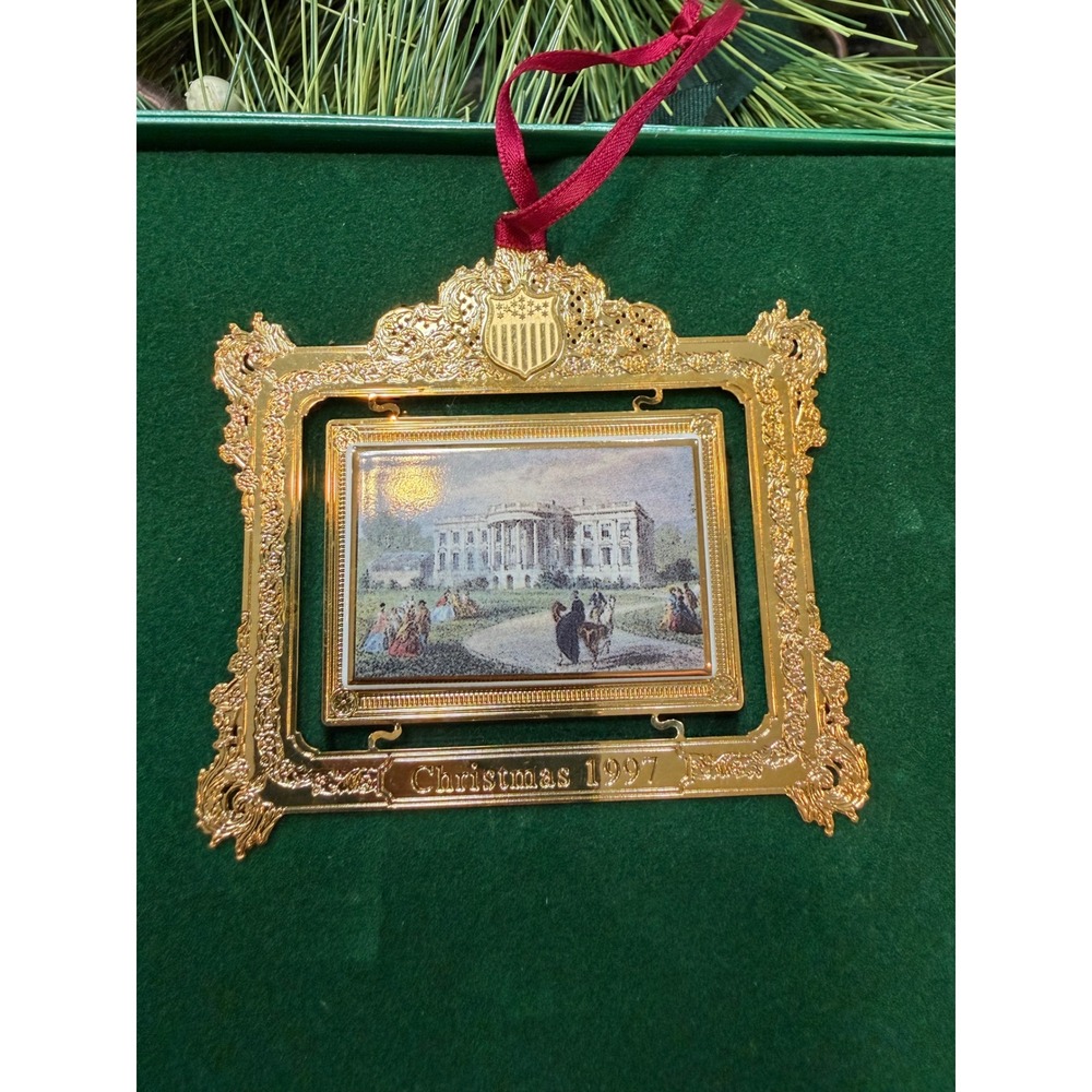 1997 White House Historical Association Christmas Ornament President Pierce Gold